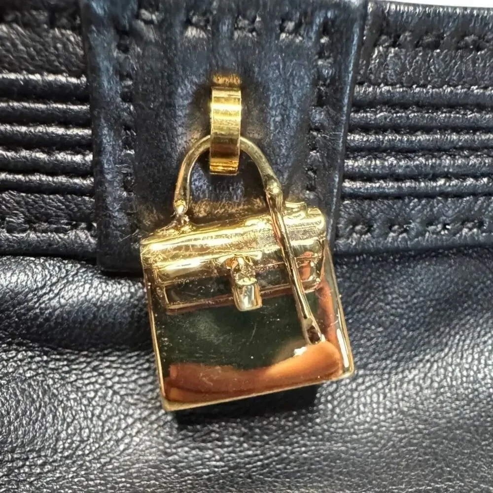 Hermes Kelly Constance Gold Amulette Black Lambskin Leather Gloves Size XS 6.5